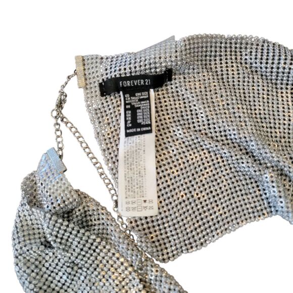 Forever 21 Sequin Gem Silver Crop Top Size One Size *small - Picture 3 of 7